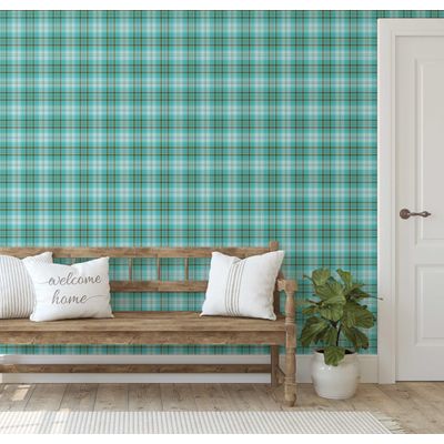 Papel de Parede Xadrez Clássico Azul, Vinílico Autoadesivo, Aplicação Fácil Faça Você Mesmo Para Quarto e Sala - S4Sassy 63,5 cm (L) × 304,8 cm (C) / Azul - Vinil Liso