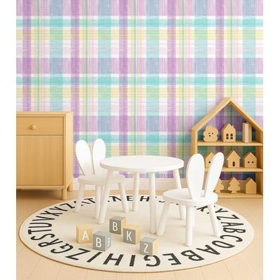 Papel de Parede Xadrez Verde Autoadesivo em Vinil, Fácil Aplicação para Quarto Infantil e Brinquedoteca - S4Sassy 63,5 cm (L) × 304,8 cm (C) / Verde - Vinil Liso
