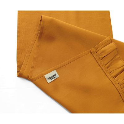 Caminho de Mesa com Babado em Tecido Slub de Algodão Amarelo para Decoração de Mesa - Vargottam 35,56 Cm (L) × 274,32 Cm (C) / Amarelo
