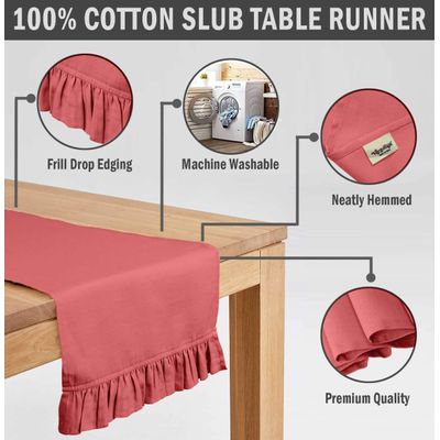Caminho de Mesa Rosa Salmão Elegante para Decoração de Casa, Casamento, Festa e Feriado - Vargottam 35,56 Cm (L) × 274,32 Cm (C) / Rosa