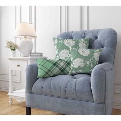 Capas de Almofada Verdes Estampadas Decorativas de Luxo - Vargottam 30,48 Cm × 30,48 Cm – Quadrado / Verde