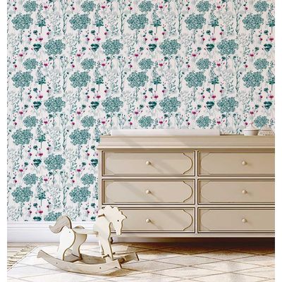 Adesivo Vinílico Autoadesivo Removível à Prova d'Água, Estampa de Folhas Verdes para Paredes, Armários e Cômoda - S4sassy 63,5 cm (L) × 304,8 cm (C) / Verde - Vinil Liso