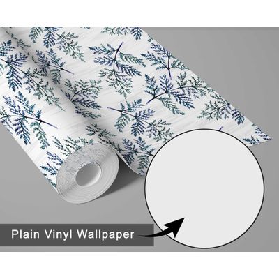 Papel de Parede Autoadesivo Estampa Botânica de Samambaia, Vinílico Verde Removível DIY para Parede de Entrada, Decoração Fácil - S4sassy 63,5 cm (L) × 304,8 cm (C) / Verde - Vinil Liso