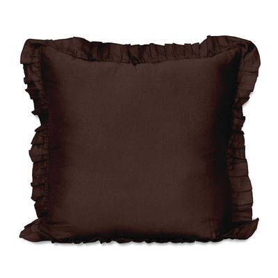Capa de Almofada Decorativa com Babados de Algodão Estilo Shabby Chic Farmhouse - Vargottam 66 Cm × 66 Cm / Marrom