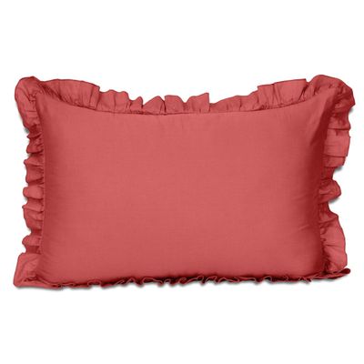 Capa de Almofada com Babados em Algodão, Estilo Shabby Chic para Decoração Rústica - Vargottam 66 Cm × 66 Cm / Laranja