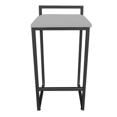 Banqueta Pietra Suede Cinza Base Preto