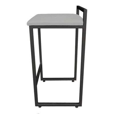 Conjunto 02 Banquetas Alta Lavínia Suede Cinza Base Preto