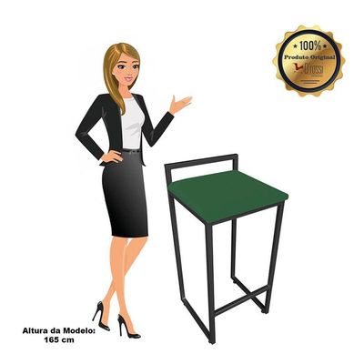 Banqueta Alta Lavínia Suede Base Preto Verde