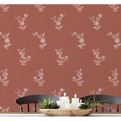 Rolo de Papel Contact Vinílico Autoadesivo, Removível e Impermeável, Mini Buquê Floral Rosa para Paredes, Armários e Cômoda - S4sassy 63,5 cm (L) × 914,4 cm (C) / Rosa - Vinil Texturizado