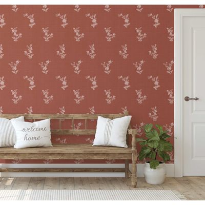 Rolo de Papel Contact Vinílico Autoadesivo, Removível e Impermeável, Mini Buquê Floral Rosa para Paredes, Armários e Cômoda - S4sassy 63,5 cm (L) × 914,4 cm (C) / Rosa - Vinil Texturizado