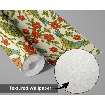 Tema Natureza Removível, Impermeável, Floral e Pássaros em Tons Pastel, Rolo Vinílico Autoadesivo para Paredes e Armários, Verde - S4sassy 63,5 cm (L) × 152,4 cm (C) / Verde - Vinil Texturizado