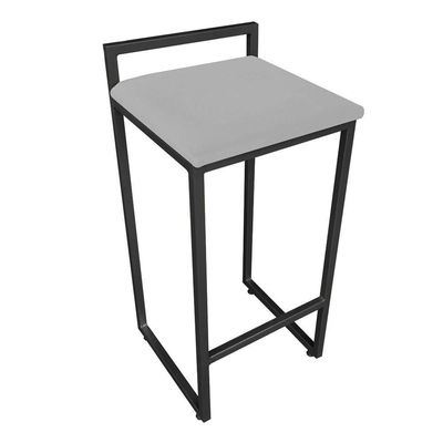 Banqueta Alta Lavínia Suede Cinza Base Preto