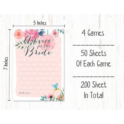 Cartões Florais Quadrados em Branco para Preencher Ideias de Presente para Chá de Noiva e Despedida de Solteira, Pacote com 50 - Inkdotpot 12,7 Cm × 17,78 Cm / Laranja - Conjunto de 4