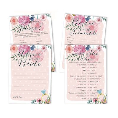 Cartões Florais Quadrados em Branco para Preencher Ideias de Presente para Chá de Noiva e Despedida de Solteira, Pacote com 50 - Inkdotpot 12,7 Cm × 17,78 Cm / Laranja - Conjunto de 4