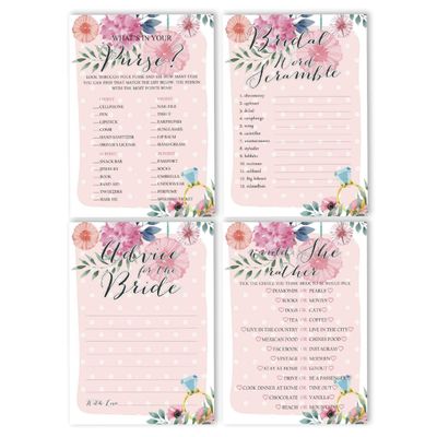 Cartões Florais Quadrados em Branco para Preencher Ideias de Presente para Chá de Noiva e Despedida de Solteira, Pacote com 50 - Inkdotpot 12,7 Cm × 17,78 Cm / Laranja - Conjunto de 4