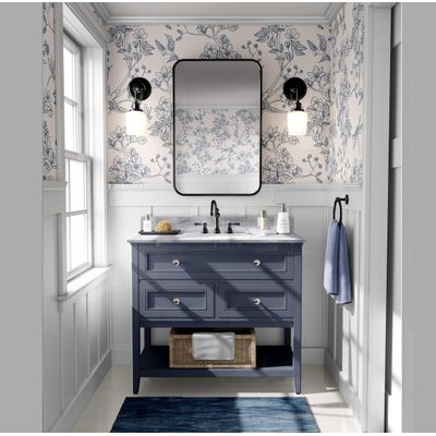 Papel de Parede Autoadesivo Jardim com Pássaros e Libélulas, Vinil Removível Azul para Parede de Entrada, Decoração Fácil - S4sassy 63,5 cm (L) × 152,4 cm (C) / Azul - Vinil Texturizado