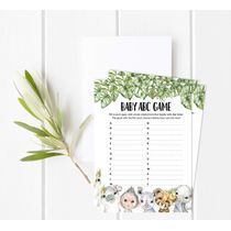 Conjunto para Chá de Bebê com 50 Cartões Alfabeto ABC Safari de Animais para Festa - Inkdotpot