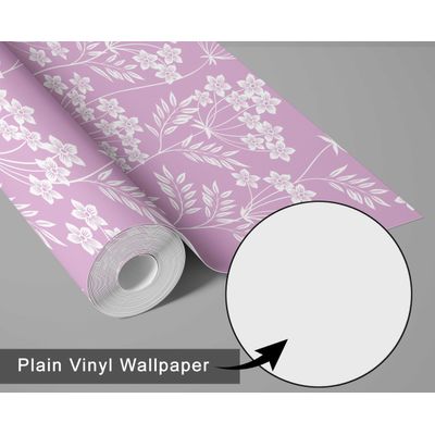 Papel de Parede Autoadesivo Vinílico Impermeável, Trepadeira com Flores Brancas, Rosa Removível, Quarto/Sala de Jantar - S4sassy 63,5 cm (L) × 304,8 cm (C) / Rosa - Vinil Liso