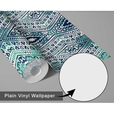Papel de Parede Autoadesivo Boho Diamante Geométrico, Vinil Impermeável Verde, Removível, para Quarto e Sala de Jantar - S4Sassy 63,5 cm (L) × 304,8 cm (C) / Verde - Vinil Liso