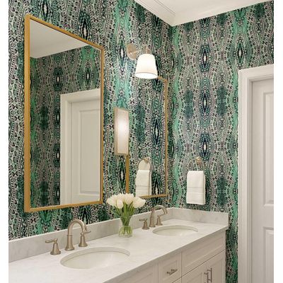 Papel de Parede Autoadesivo Boho Diamante Geométrico, Vinil Impermeável Verde, Removível, para Quarto e Sala de Jantar - S4Sassy 63,5 cm (L) × 304,8 cm (C) / Verde - Vinil Liso