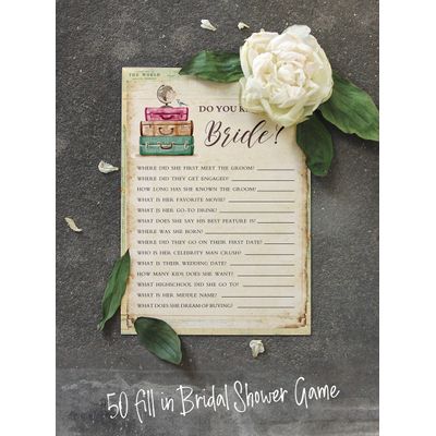 Cartões Quadrados em Branco para Chá Nupcial e Despedida de Solteira, Preenchíveis, 50 Unidades para Jogo de Viagem - Inkdotpot 12,7 Cm × 17,78 Cm / Amarelo - Quiz da Noiva