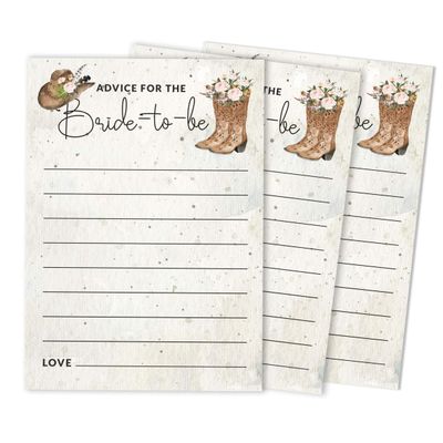Pacote com 50 Cartões Quadrados em Branco para Chá de Noiva, Despedida de Solteira e Ideias de Presente, Jogo Cowgirl - Inkdotpot 8,89 Cm × 6,35 Cm / Branco - Jogos de Festa