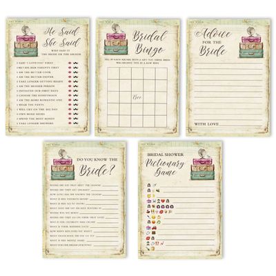 Cartões Quadrados em Branco para Chá Nupcial e Despedida de Solteira, Preenchíveis, 50 Unidades para Jogo de Viagem - Inkdotpot 12,7 Cm × 17,78 Cm / Amarelo - Conjunto de Jogos