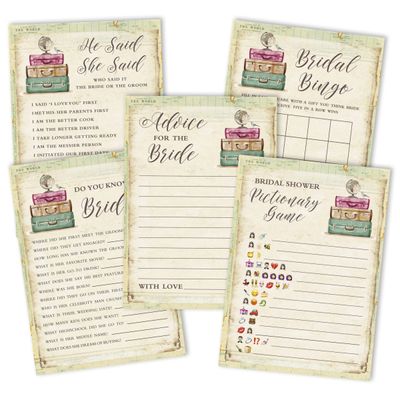 Cartões Quadrados em Branco para Chá Nupcial e Despedida de Solteira, Preenchíveis, 50 Unidades para Jogo de Viagem - Inkdotpot 12,7 Cm × 17,78 Cm / Amarelo - Conjunto de Jogos