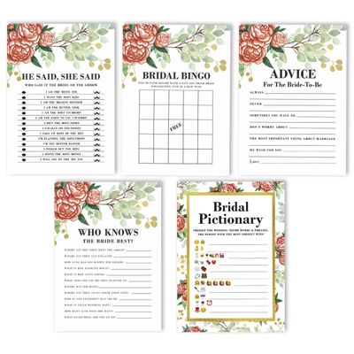 Cartões Quadrados em Branco para Chá de Noiva e Despedida de Solteira, Ideias de Presentes para Preencher, Pacote com 50 - Inkdotpot 12,7 Cm × 17,78 Cm / Branco - Conjunto de Jogos