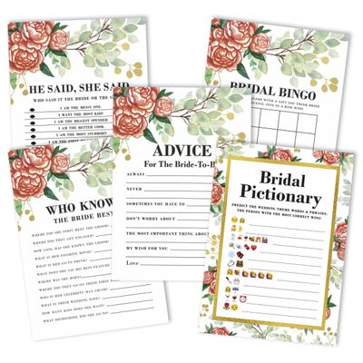 Cartões Quadrados em Branco para Chá de Noiva e Despedida de Solteira, Ideias de Presentes para Preencher, Pacote com 50 - Inkdotpot 12,7 Cm × 17,78 Cm / Branco - Conjunto de Jogos