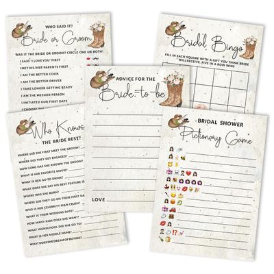 Pacote com 50 Cartões Quadrados em Branco para Chá de Noiva, Despedida de Solteira e Ideias de Presente, Jogo Cowgirl - Inkdotpot 12,7 Cm × 17,78 Cm / Branco - Conjunto de Jogos