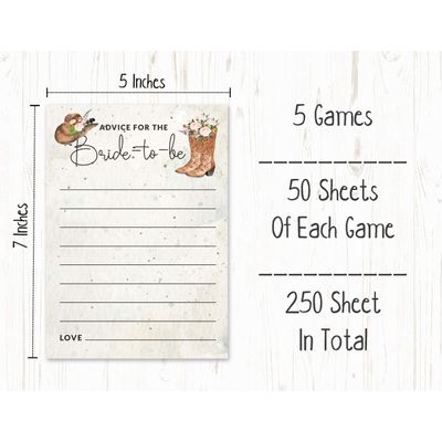 Pacote com 50 Cartões Quadrados em Branco para Chá de Noiva, Despedida de Solteira e Ideias de Presente, Jogo Cowgirl - Inkdotpot 12,7 Cm × 17,78 Cm / Branco - Conjunto de Jogos
