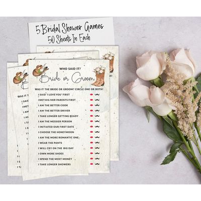 Pacote com 50 Cartões Quadrados em Branco para Chá de Noiva, Despedida de Solteira e Ideias de Presente, Jogo Cowgirl - Inkdotpot 12,7 Cm × 17,78 Cm / Branco - Conjunto de Jogos