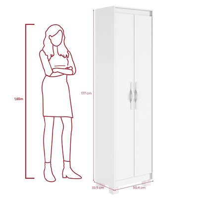 Armário Multiuso Lavanderia Davi 2 Portas 5 Nichos Branco