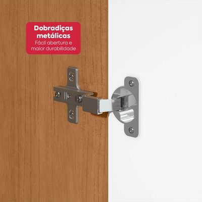 Armário Multiuso Lavanderia Davi 2 Portas 5 Nichos Amêndoa/Branco