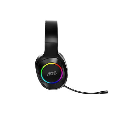 Headset Gamer Sem Fio 2.4G + Bluetooth - RGB, Microfone, Baixa Latência – Preto - AOC