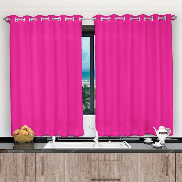 Cortina 2,00x1,20 Janela Sala Quarto Cozinha Tecido Liso Rosa Pink