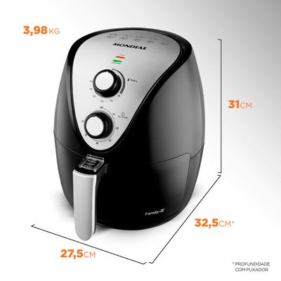 Fritadeira Elétrica Air Fryer Mondial Family AF-30 3,5L Preta - 220V UNICA