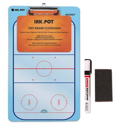 Prancheta Erasável Dupla Face para Treinadores de Hóquei com Marcador e Apagador - Inkdotpot 22,86 Cm × 38,1 Cm / Azul