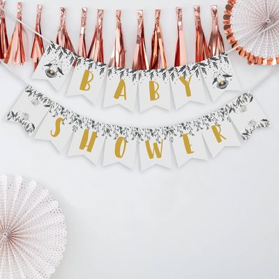 Pronto para Pendurar Varal de Bandeirinhas para Chá de Bebê Menino e Menina, Pré-Enfiado, Tema de Pássaros - Inkdotpot 10,16 Cm × 13,97 Cm / Branco