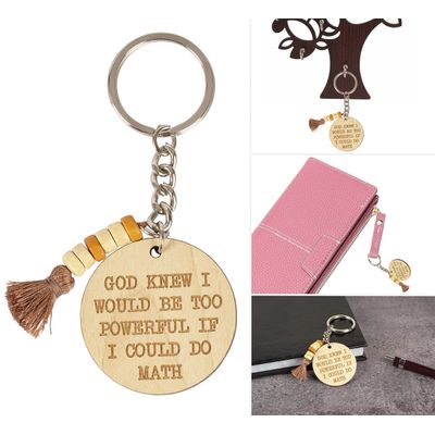 Chaveiro Engraçado Gravado em Madeira: 'Deus Sabia que Eu Seria Poderoso Demais se Soubesse Fazer Matemática' Presente - Inkdotpot 9,91 Cm / Marrom