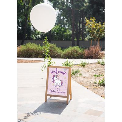 Placa de Boas-Vindas para Chá de Bebê, Tema Unicórnio, Coleção Festa para Menina, Pacote com 1 (46 x 30 cm) - Inkdotpot 45,72 Cm × 30,48 Cm / Branco