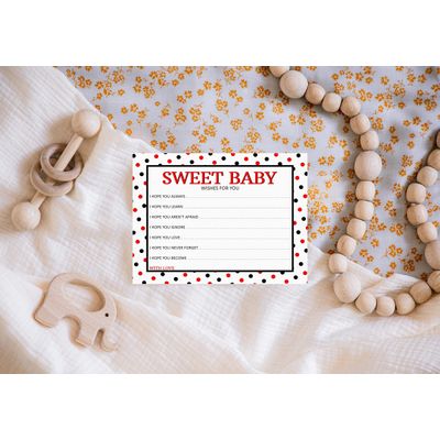 Cartões de Desejos para Chá de Bebê (Menina) - Tema Joaninha, Atividades e Suprimentos para Festa - Pacote com 50 - Inkdotpot 11,43 Cm × 13,97 Cm / Branco