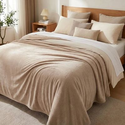 Manta Fleece Lisa 220x240 Andreza Queen Bege
