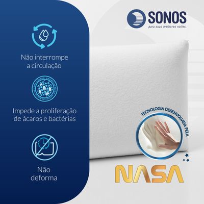 Travesseiro Sonos Puro Visco Nasa Alto 14cm De Altura
