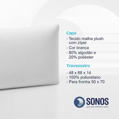 Travesseiro Sonos Puro Visco Nasa Alto 14cm De Altura