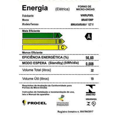 Micro Ondas Grill 32 Litros 900W Brastemp BMG45AR Espelhado / 110V