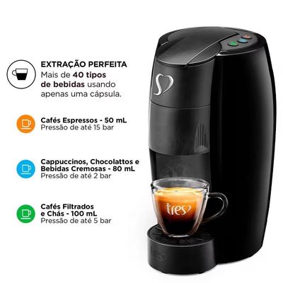 Cafeteira Espresso TRES Lov Automática Multibebidas - Preta Preto / 110