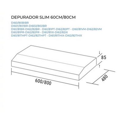 Depurador de Ar Suggar Slim 80cm DI81 Prata / 220v