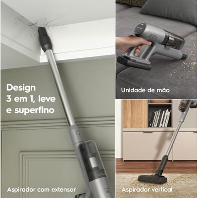 Aspirador de Pó Vertical Sem Fio Electrolux Ergorapido 3 em 1 Cyclonic Power 30 min Cinza (PTEC100) Bivolt